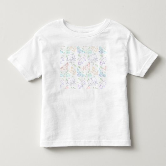 色数々の動物 トドラーTシャツ (正面)