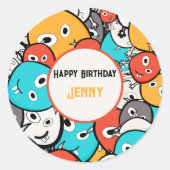 色数々の変モンスターマンガ ラウンドシール (正面)