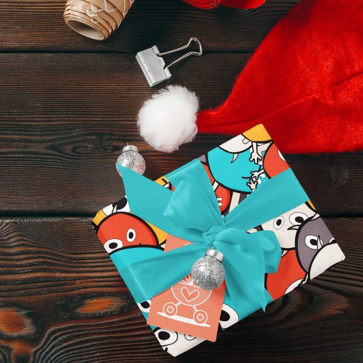 色数々の変モンスターマンガ ラッピングペーパー