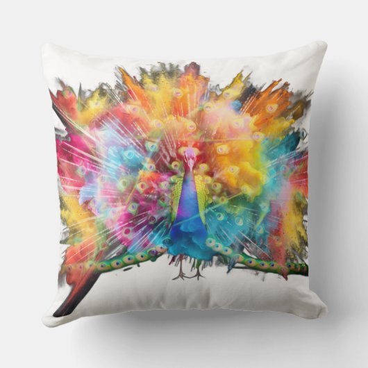 色数々の孔雀の枕 クッション (裏面)