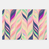 色数々の抽象芸術ストライプ ラッピングペーパーシート (正面3)