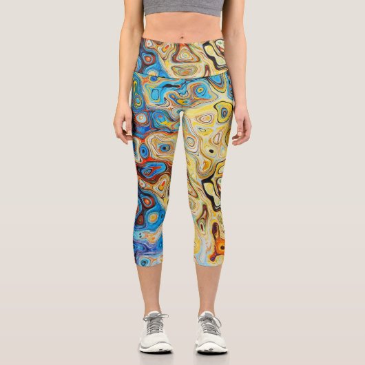 色数々の抽象芸術ユニーク カプリレギンス (正面)