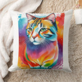 色数々の抽象芸術猫アートワーク クッション (ブランケット)
