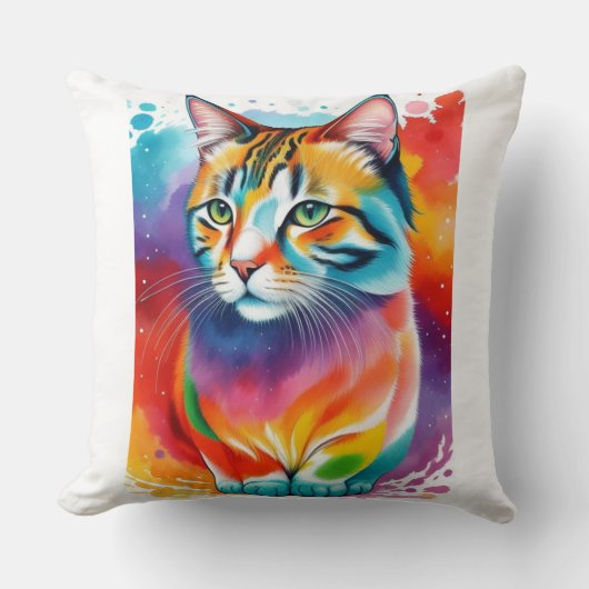 色数々の抽象芸術猫アートワーク クッション (正面)