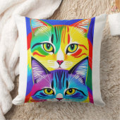 色数々の抽象芸術猫 クッション (ブランケット)