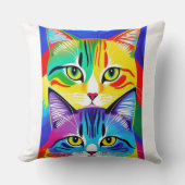 色数々の抽象芸術猫 クッション (正面)