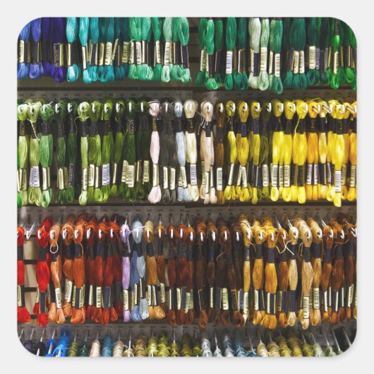 色数々の抽象芸術織り スクエアシール (正面)