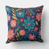 色数々の抽象芸術花柄装飾用クッション クッション (裏面)