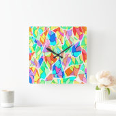 色数々の抽象芸術 スクエア壁時計 (ホーム)