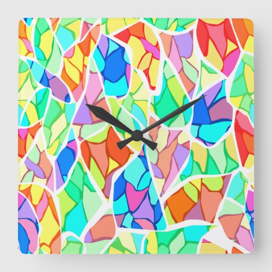 色数々の抽象芸術 スクエア壁時計 (正面)