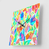 色数々の抽象芸術 スクエア壁時計 (傾斜)