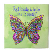 色数々の柄の蝶 タイル (正面)