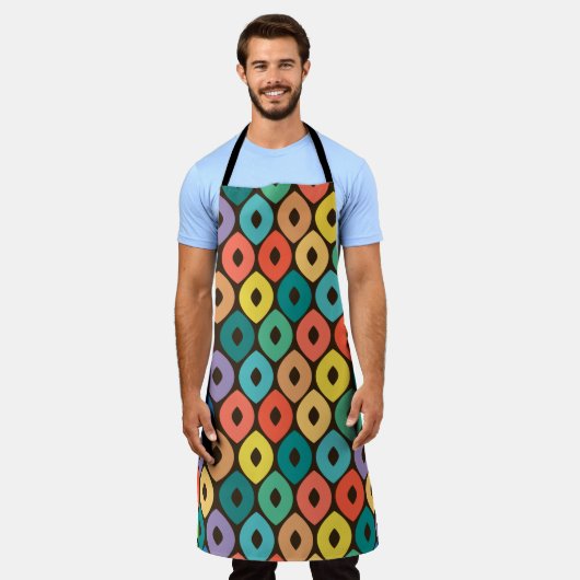 色数々の染め模様 エプロン (着用した状態)