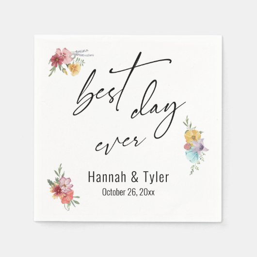 色数々の水彩牧草野草防峰 スタンダードカクテルナプキン (正面)