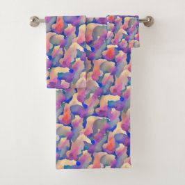 色数々の水柄浴用タオル一式 バスタオルセット