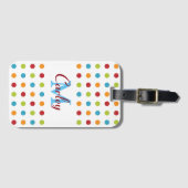 色数々の水玉模様パーソナライズされた ラゲッジタグ (正面横)