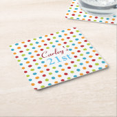 色数々の水玉模様 スクエアペーパーコースター (アングル)