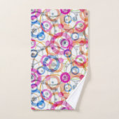 色数々の水玉模様，白の円 バスタオルセット (ハンドタオル)