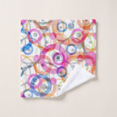 色数々の水玉模様，白の円 バスタオルセット (ウォッシュタオル)