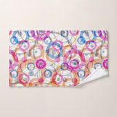 色数々の水玉模様，白の円 バスタオルセット (ハンドタオル)