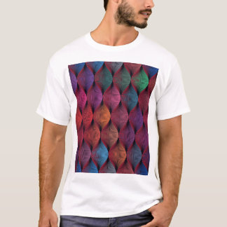 色数々の波幾何プリント Tシャツ