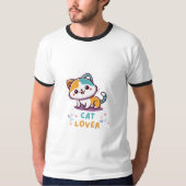 色数々の猫好き Tシャツ (正面)