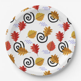 色数々の秋ジオグラフィック葉ス ペーパープレート