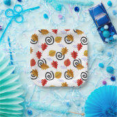 色数々の秋ジオグラフィック葉ス ペーパープレート (パーティー)