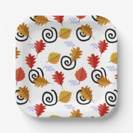 色数々の秋ジオグラフィック葉ス ペーパープレート