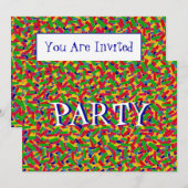 色数々の紙吹雪 招待状 (正面/裏面)