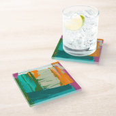 色数々の自由表絵画現 ガラスコースター (アングル)