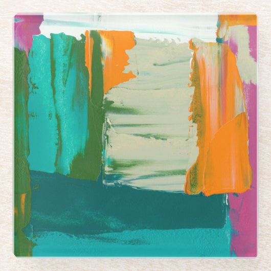 色数々の自由表絵画現 ガラスコースター (正面)