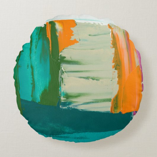 色数々の自由表絵画現 ラウンドクッション (正面)