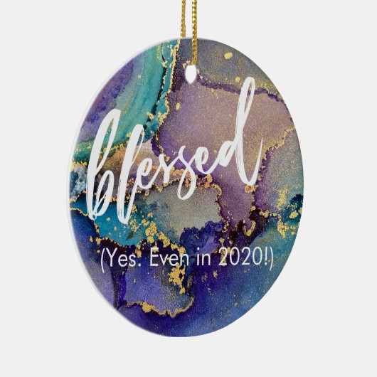 色数々の色と金ゴールドのマリブル液体賛美芸術 セラミックオーナメント (右)