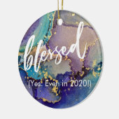 色数々の色と金ゴールドのマリブル液体賛美芸術 セラミックオーナメント (左)