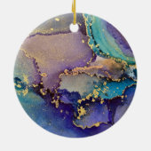 色数々の色と金ゴールドのマリブル液体賛美芸術 セラミックオーナメント (裏面)