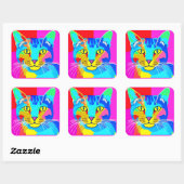 色数々の色のアポップ・アートのートキャットポートレート スクエアシール (シート)