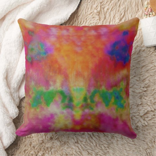 色数々の色のサイケデリック絞り染め装飾用クッション クッション (ブランケット)