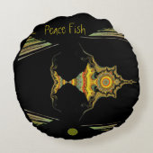 色数々の色のピースフィッシュ ラウンドクッション (裏面)