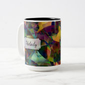 色数々の色の万華鏡の抽象芸術アートと名称 ツートーンマグカップ (正面左)