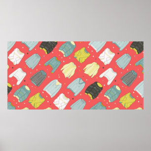 色数々の色の居心地の良いセーター、暖かい秋の冬の瀬 ポスター