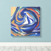 色数々の色の帆船の海アクリル絵画プリント キャンバスプリント (インサイチュ (ウッドフロア))