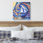 色数々の色の帆船の海アクリル絵画プリント キャンバスプリント (インサイチュ (寝室))