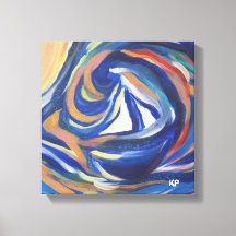 色数々の色の帆船の海アクリル絵画プリント