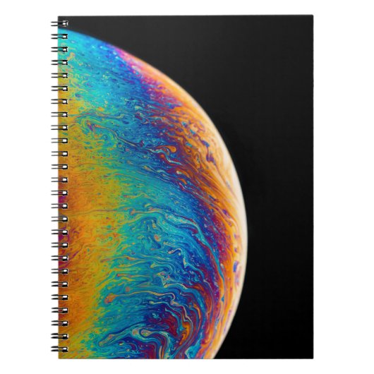 色数々の色の惑星絵画流体 ノートブック (正面)