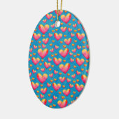 色数々の色の水色ハートオーナメント セラミックオーナメント (左)