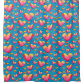 色数々の色の水色ハートシャワーカーテン シャワーカーテン (正面)