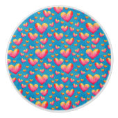 色数々の色の水色ハートセラミックプル セラミックノブ (正面)