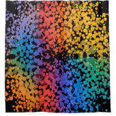 色数々の色の点々のあるデザイン シャワーカーテン (正面)