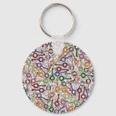 色数々の色の警察の手錠鍵薄い青い線 キーホルダー (裏面)